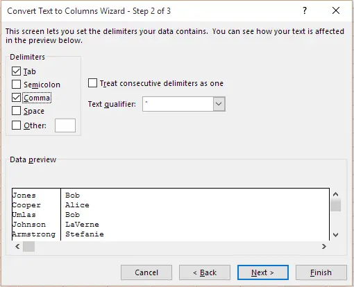 Excel name separation formula - step 10