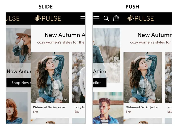 push vs. slide transition