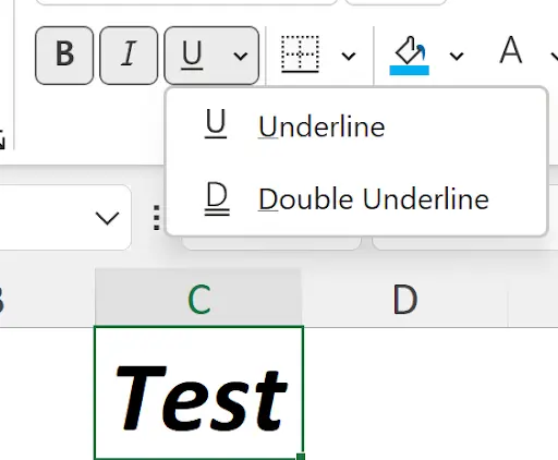 Underline - Formatting Cells