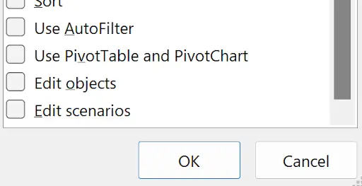 Excel password prompt dialog for worksheet or workbook protection