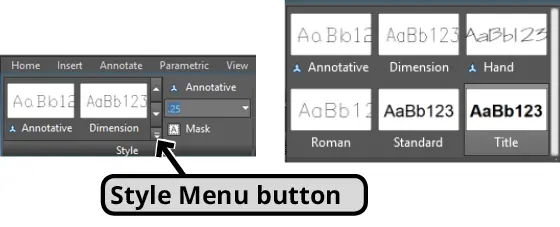 text style menu button