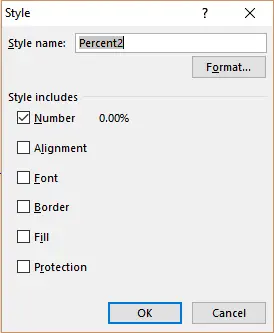 Right-click menu on the Percent2 cell style with Modify option selected