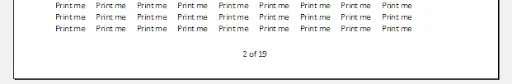 Excel footer showing page 2 of 19 in print preview