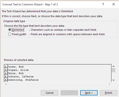 Excel name separation formula - step 9