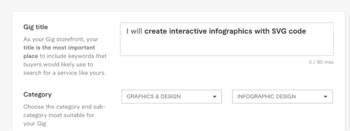Fiverr seller profile creation form for graphic designers