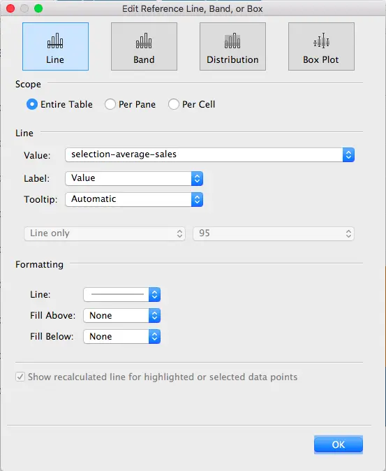 Tableau Create Parameter dialog for Sales-parameter with value range 0 to 100