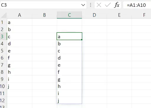 Excel implicit intersection operator @ used with dynamic arrays