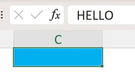 Formatting Cells In Excel example showing if you make the font and cell color the same, the text is in