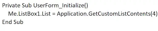 VBA code using GetCustomListContents(4) to populate a ListBox with month names in one line