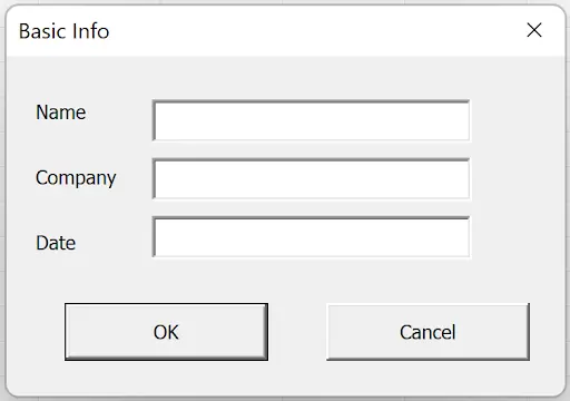 Forms With Vba In Excel example showing here’s our desired form: