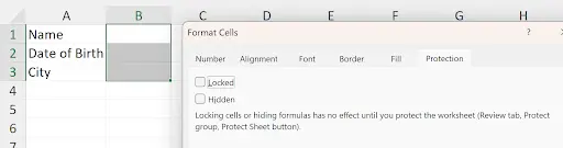 Excel Allow Users to Edit Ranges dialog for selective cell access