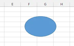 Default solid blue oval shape drawn in Excel