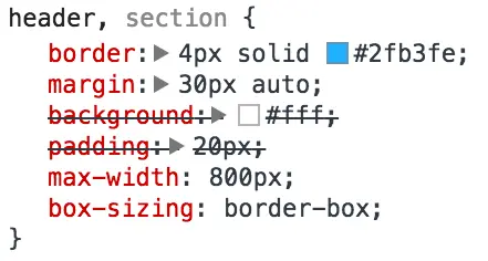 chrome inspect box sizing applied