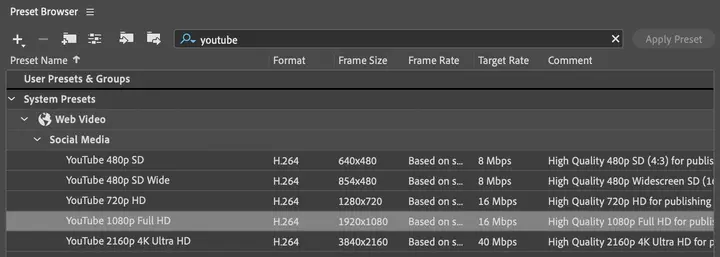 preview export