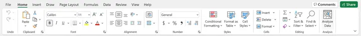 Analyze Data Tool on the Home Tab