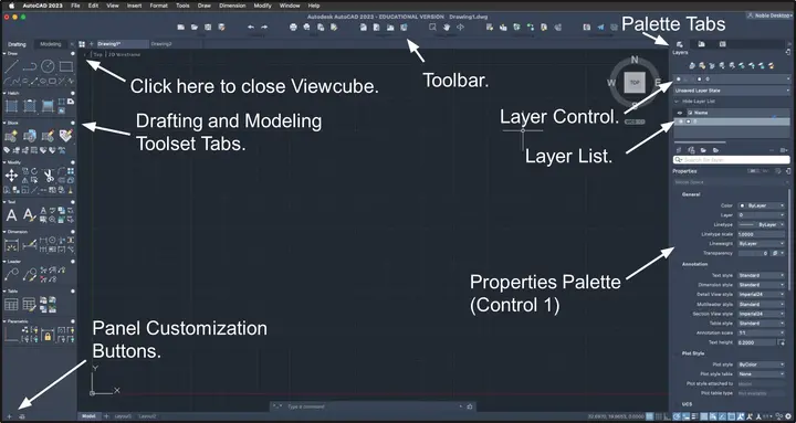 Layout of AutoCAD Toolbars