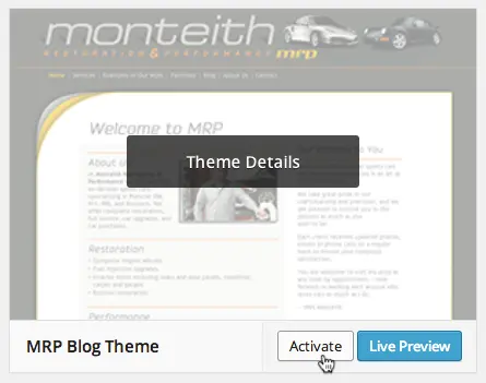 activate mrp blog theme