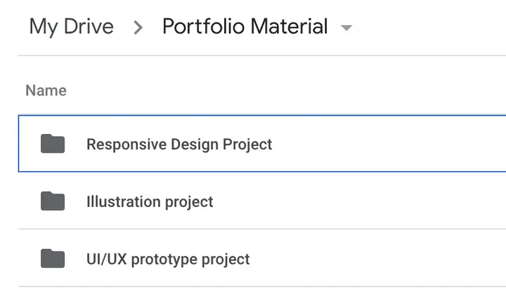 Google drive portfolio example