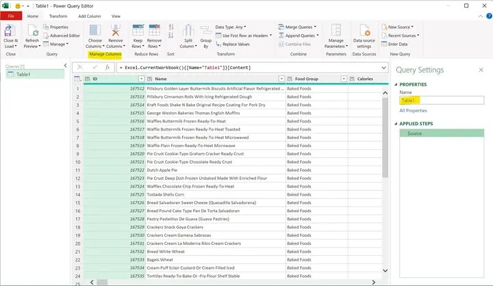 The Power Query Editor Opens