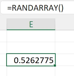 Excel RANDARRAY function generating random numbers in a spill range