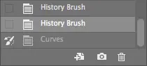 Screenshot of the History Brush in the History Panel in Adobe Photoshop.