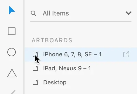 navigate to artboard using layers panel