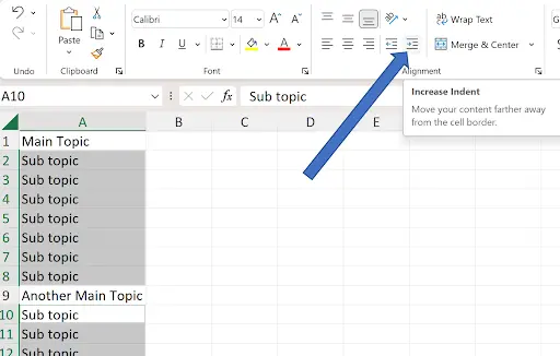 Indent icons