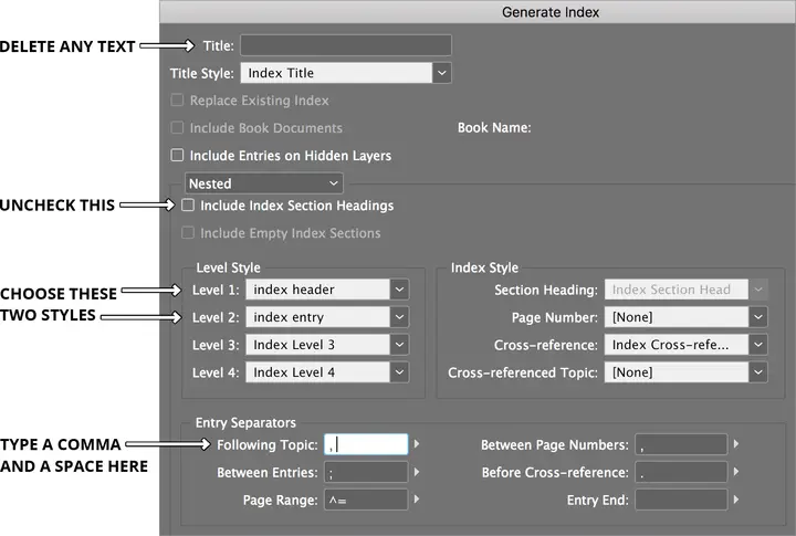 generate index options