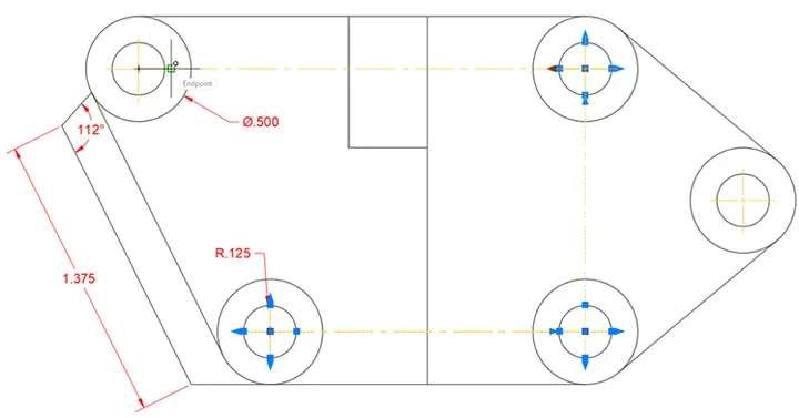 dimension centermark connected
