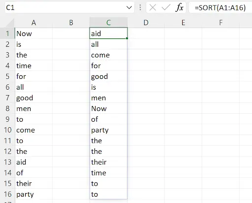 Excel SORT dynamic array function sorting data automatically