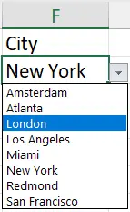 Dropdown list of city names for filtering the combined data