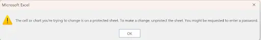 Excel Format Cells Protection tab showing Locked and Hidden checkboxes