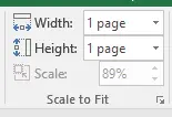Scale to Fit settings configured to fit one page wide and one page tall