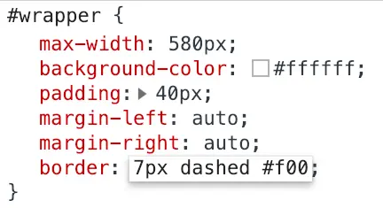 browser inspector editing css