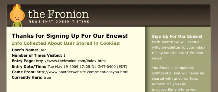 cookies track visitors example