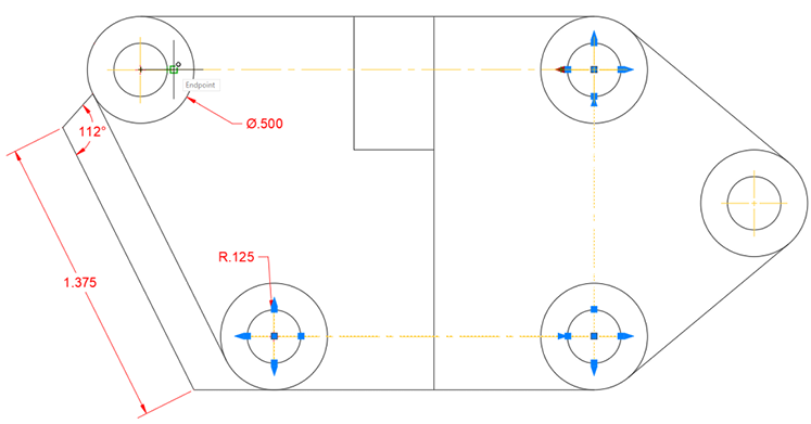 dimension centermark connected