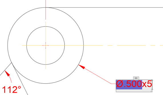 dimension text edit radius