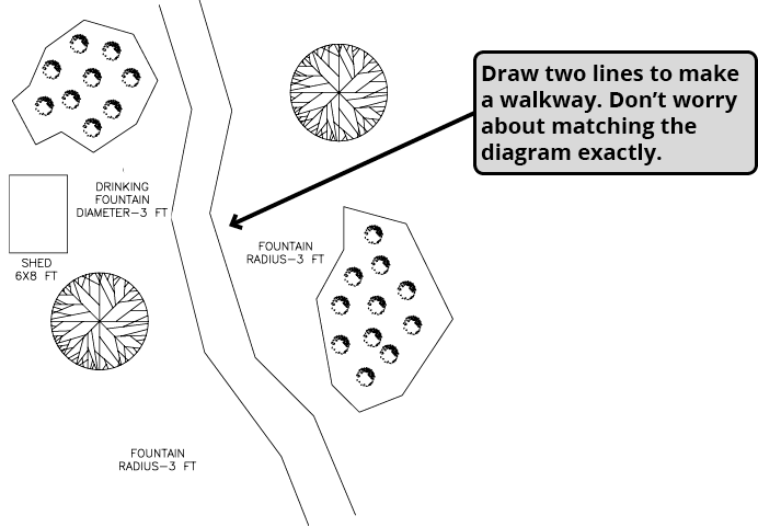 draw two walkway lines