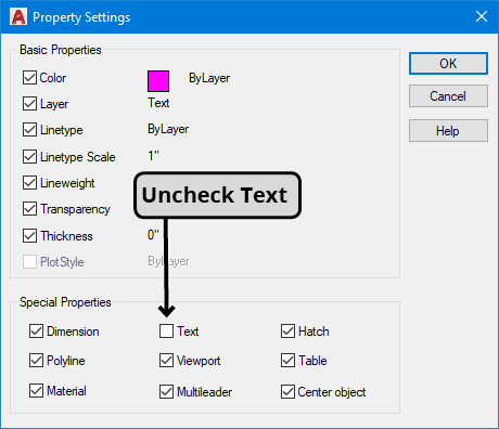 match properties property settings