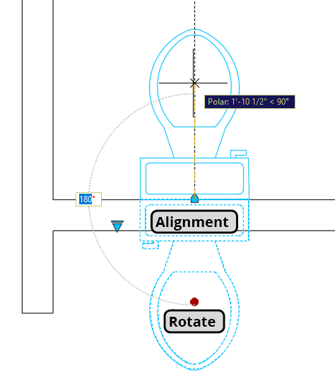 toilet alignment and rotate