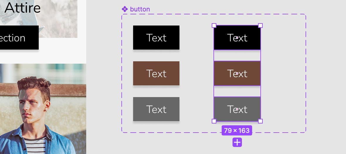 button component position 2nd column