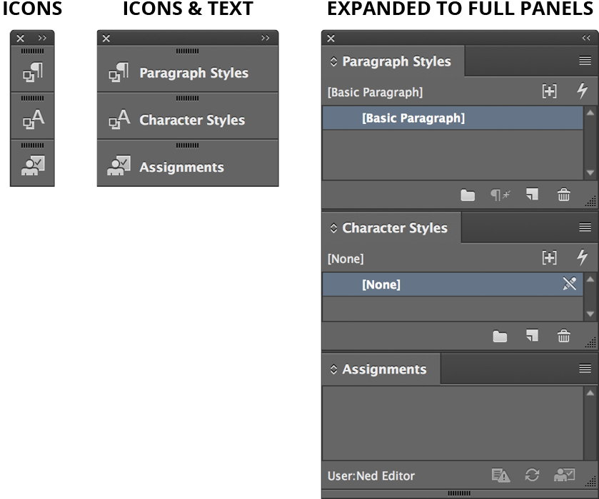 panels display options