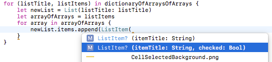 lists choose listitem two property initializer