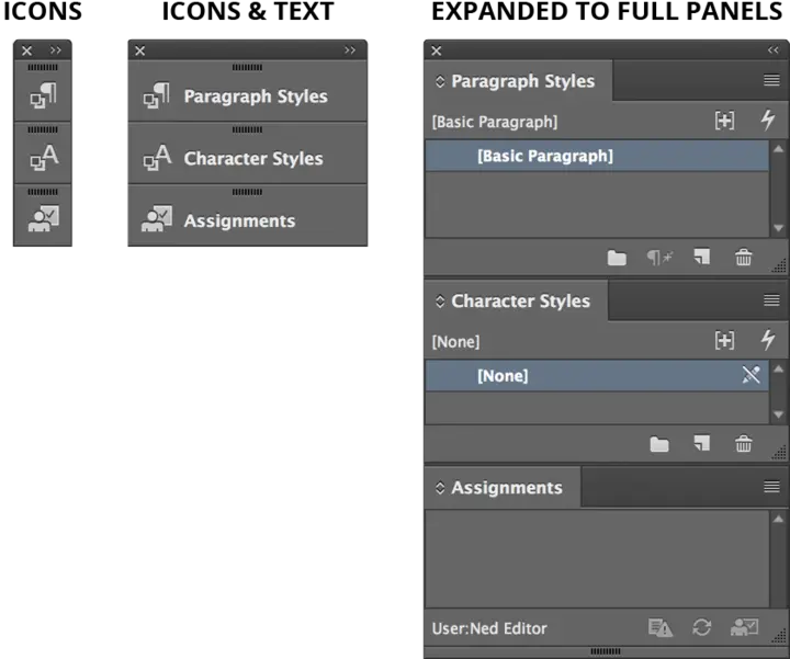 panels display options