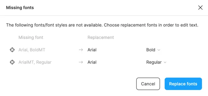 sketch file missing fonts