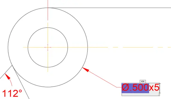 dimension text edit radius