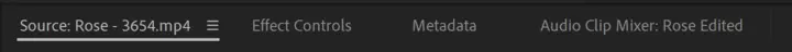 Premiere Pro top bar with Effect Controls panel option highlighted