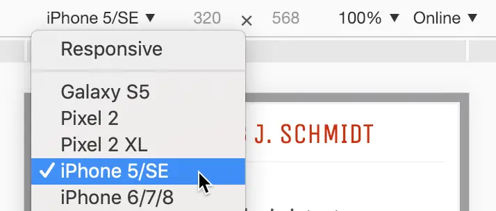 device preview choose iphone resume