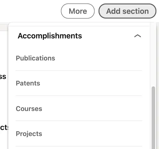 LinkedIn profile sections where portfolio samples can be embedded