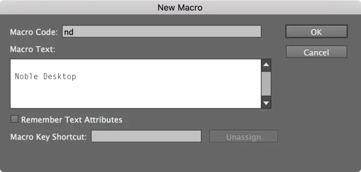 new text macro